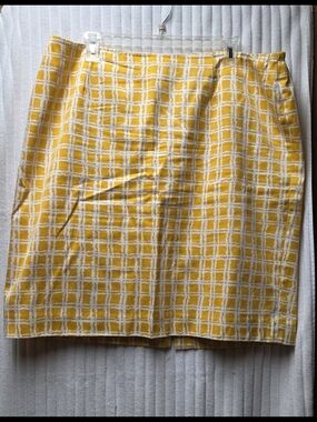 Talbots Yellow and White Plaid Pencil Skirt